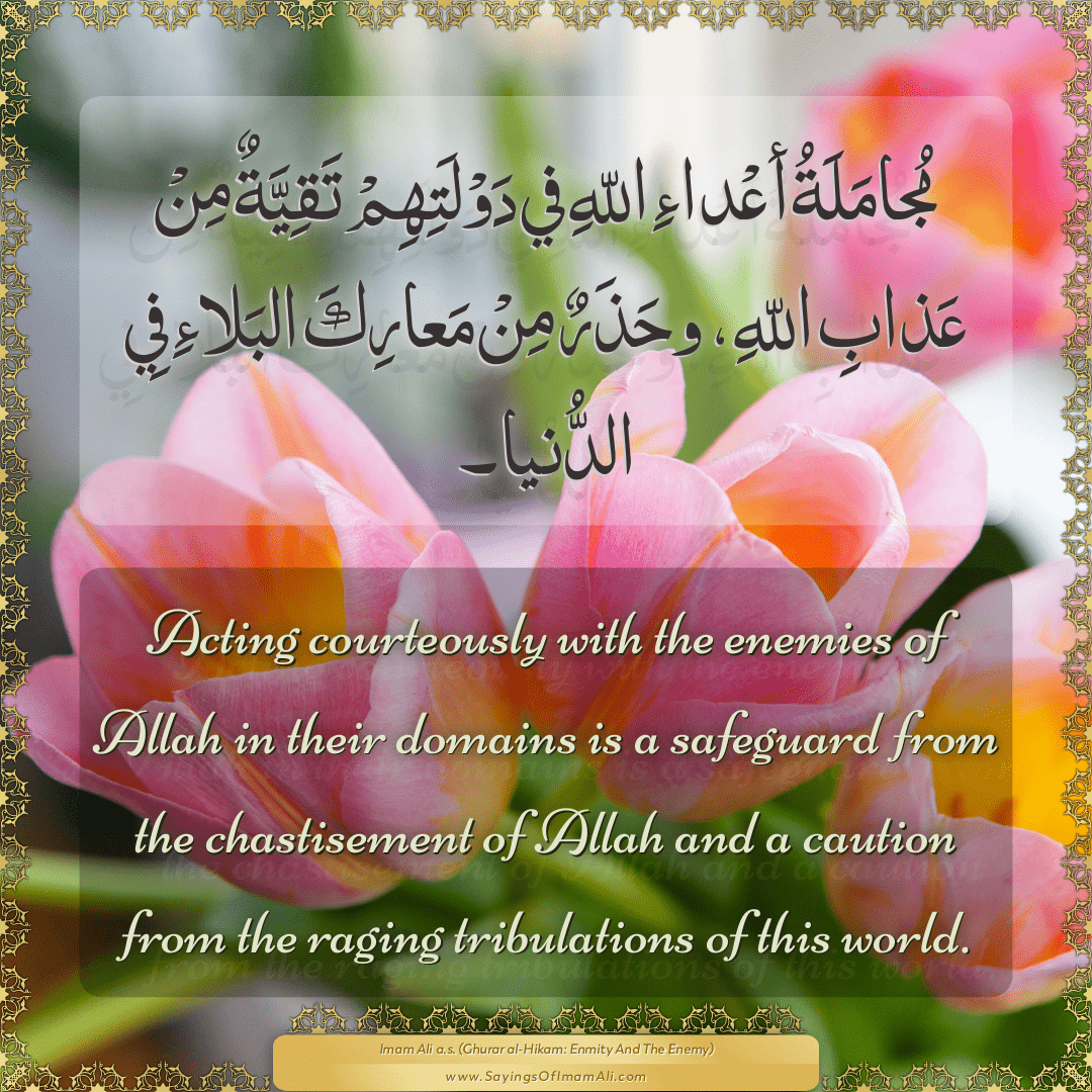 Acting courteously with the enemies of Allah in their domains is a...